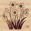 Green Daffodil with Vibrant Bloom Vector graphic of a single daffodil plant with green stem and trumpet-shaped bloom