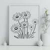 Free White Daisy Vector A white daisy with yellow petals on a green stem in vector format.
