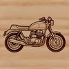 A high-quality vector graphic of a motorbike in profile view.