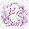 Vibrant Duck Illustration A colorful illustration of a duck surrounded by floral elements.