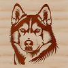 Husky Head Silhouette Vector Image Illustrated portrait of a Siberian Husky dog's head with detailed fur texture.