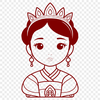 Beautiful Girl Silhouette SVG File Female royalty character in a regal pose, created as vector art for digital design.