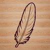 A high-quality vector illustration of a single feather with detailed contours.