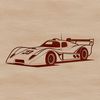 An illustration of a speeding vehicle on the track, designed as a vector graphic.