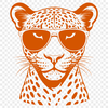Urban Jaguar Style Icon A sleek jaguar wearing sunglasses poses in an urban setting, with bold lines and vibrant colors.