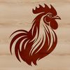Rooster Head Portrait Art A colorful illustration of a farm animal's head, featuring a rooster with distinctive plumage.