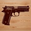 A detailed vector illustration of a pistol as a graphic element.
