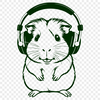 Adorable Pet Guinea Pig with Music Gear SVG Design A digital illustration of a guinea pig sitting on its haunches wearing headphones.