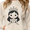 A royalty-inspired vector illustration of a young female in a regal attire.