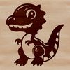 Illustrative depiction of a young Tyrannosaurus Rex in prehistoric landscape.