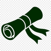 A traditional graduation scroll with a diploma on top, designed as a vector art file for digital use.