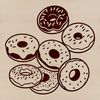 A 2D illustration of a donut with rounded edges and colorful filling.