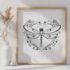 Loving Dragonfly Wing Illustration A detailed vector illustration of a dragonfly with intricate love hearts on its wings.