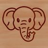 A simple line drawing of an elephant's head in a vector format.