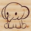 A detailed illustration of a single elephant against a plain background.