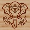 An ornate illustration of a safari animal's head featuring an elephant.