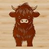 Majestic Highland Cow Portrait A portrait of a mature Highland Cow standing on a grassy hillside.