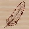 A single white bird's feather with smooth edges and simple lines, suitable for use in graphic design projects.