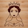 A digital illustration of a young female princess in a regal pose, suitable for vector design and cutting machine crafts.