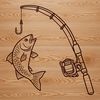 SVG fishing rod and fish vector design for web use