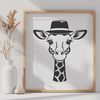 A stylized illustration of a giraffe wearing a hat, suitable for vector design projects.