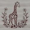 Wildlife Graphic: Tall Spotted Giraffe in Natural Habitat A high-resolution SVG graphic of a tall, spotted giraffe standing in a natural habitat.