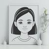 Beautiful Girl SVG Icon A young girl with a big smile and flowing hair, created as a vector graphic.