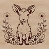 Colorful Goat Illustration A colorful illustration of a goat with flowers in the background.