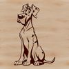 Free Vector Illustration of a Great Dane A large breed dog sitting on its haunches, suitable for vector design or clip art.