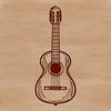 A vector graphic illustration of a guitar, suitable for cutting machine projects.