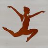 A female athlete in mid-air, performing a routine on the balance beam, rendered as a high-quality vector graphic.