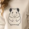 Whimsical Hamster Clip Art Design A small, furry animal with large eyes and a rounded body, sitting on a background.