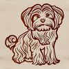 White Fluffy Canine Clipart A small, fluffy white dog with a curved tail and floppy ears sits on its hind legs.