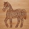 A simple line drawing of a horse, designed as vector art for easy editing and customization in design software.