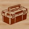 Organized Workshop Essentials A digital vector representation of a traditional toolbox with various tools organized inside.
