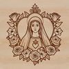 A stylized illustration of the Immaculate Heart, featuring intricate floral patterns and ornate details.