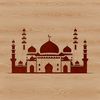 An Islamic place of worship with domes and minarets, suitable for vector graphics.