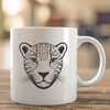 Close-up vector art of a majestic cat A close-up illustration of a jaguar's head with sharp features and markings.