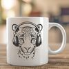 Wild Style Jaguar Clip Art An illustration of a big cat with headphones, suitable for vector art designs.