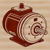 A high-tech illustration of a motor featuring intricate details and components, suitable for vector art designs.