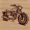 Vintage Motorcycle Design An isolated vector graphic of a bike featuring rounded lines and bold shapes.