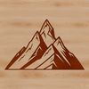 A detailed 2D illustration of a mountain landscape in SVG format.