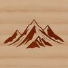 A digital illustration of a rugged mountain landscape with peaks and valleys.