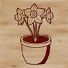 Single Daffodil Blooming A single daffodil flower growing in a small pot, set against a simple background.