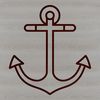 A simple line drawing of an anchor symbol, ideal for nautical designs and layouts.