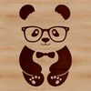 Cute Panda in Glasses SVG Design A cartoon panda character wearing glasses, depicted in a simple vector design.