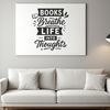 A minimalist illustration of someone reading a book with inspirational quotes displayed.