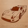 A sleek racing car with bold lines and vibrant colors, suitable for digital projects.