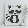 Whimsical Raccoon Graphic Design Element A graphic representation of a raccoon created with scalable lines and shapes.