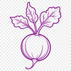 A detailed illustration of a radish with a simple silhouette shape.